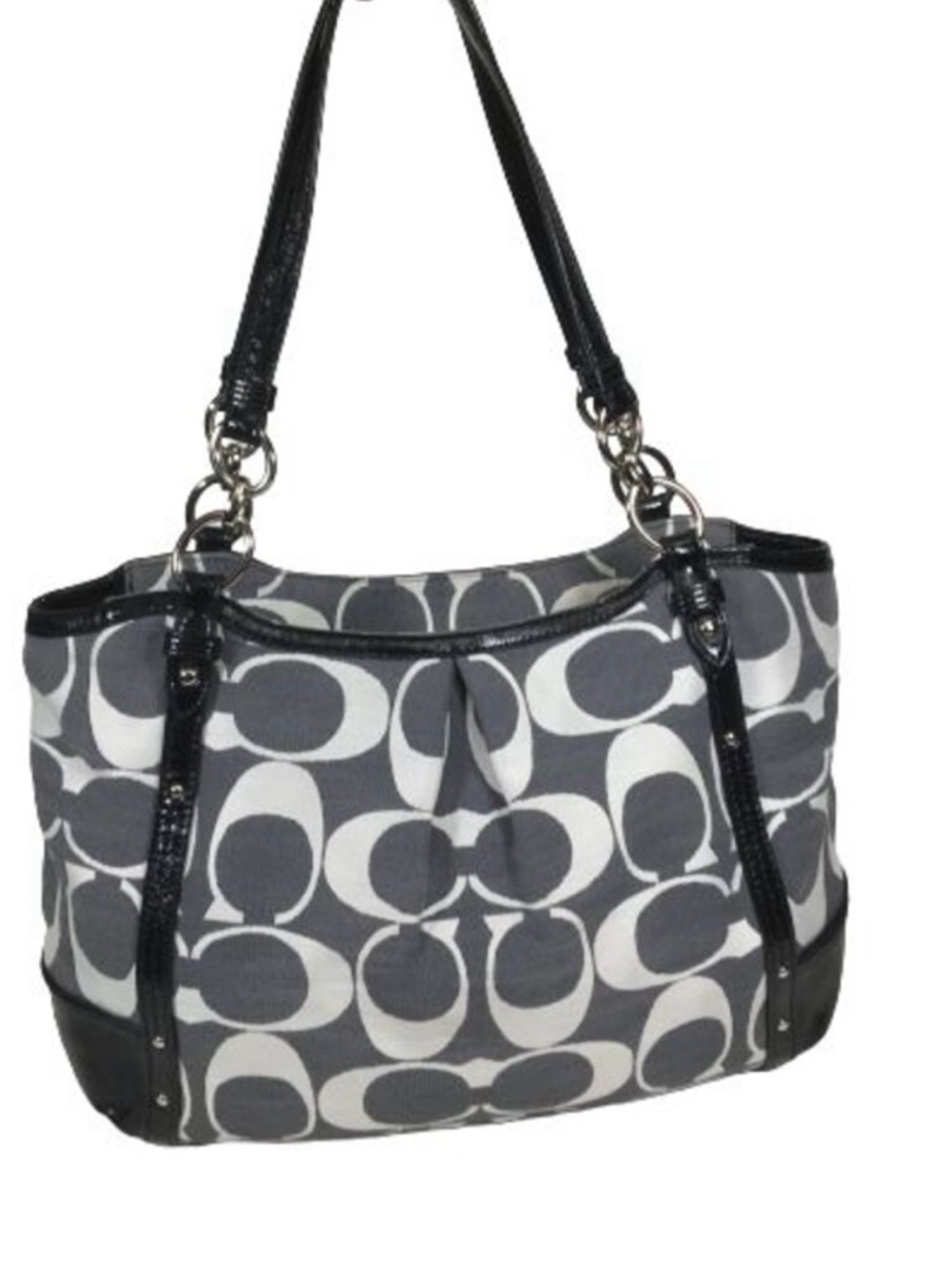 Coach 29321E Alexandra Chain
Shantung Tote Bag Shoulder
Handbag Gray Black